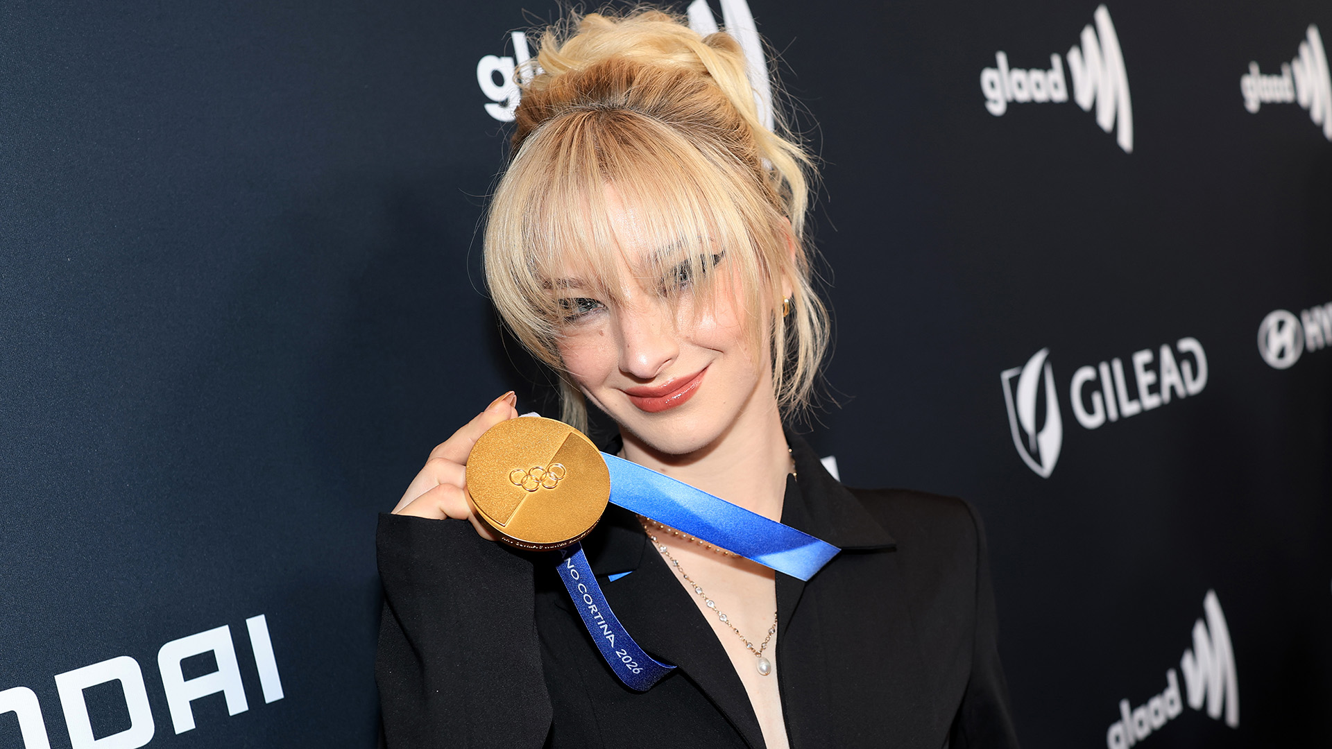 Amber Glenn attends the 37th Annual GLAAD Media Awards at The Beverly Hilton on March 05, 2026 in Beverly Hills, California. (Photo by Matt Winkelmeyer/Getty Images for GLAAD)