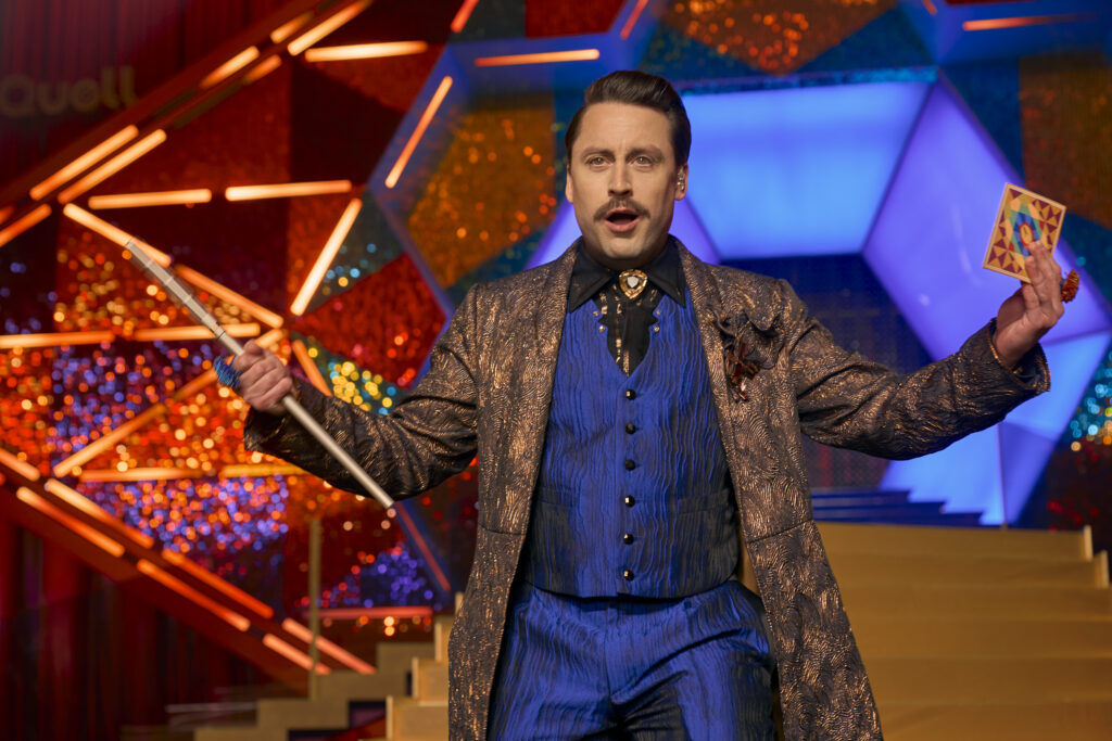 Kieran Culkin as Caesar Flickerman in The Hunger Games: Sunrise on the Reaping. Photo Credit: Murray Close