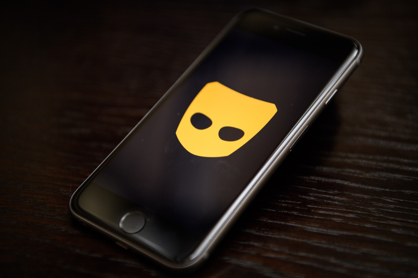 Grindr logo displayed on a mobile phone screen.